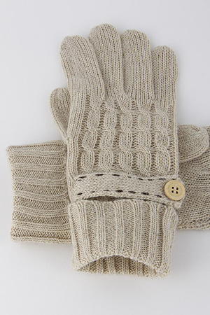 Simple Knitted Gloves With Button 6HCH